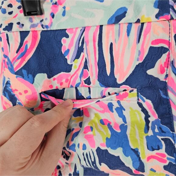 Lilly Pulitzer Pink Blue Vibrant Kelly Ankle Pants 2 - Picture 7 of 10